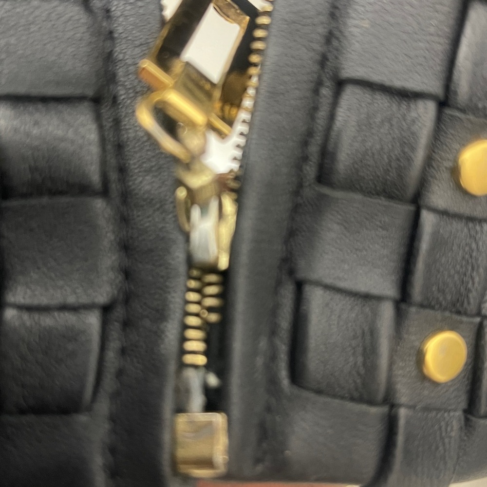 Black ST JOHN SPORT Leather Jacket with Gold Accents - Picture 9 of 9